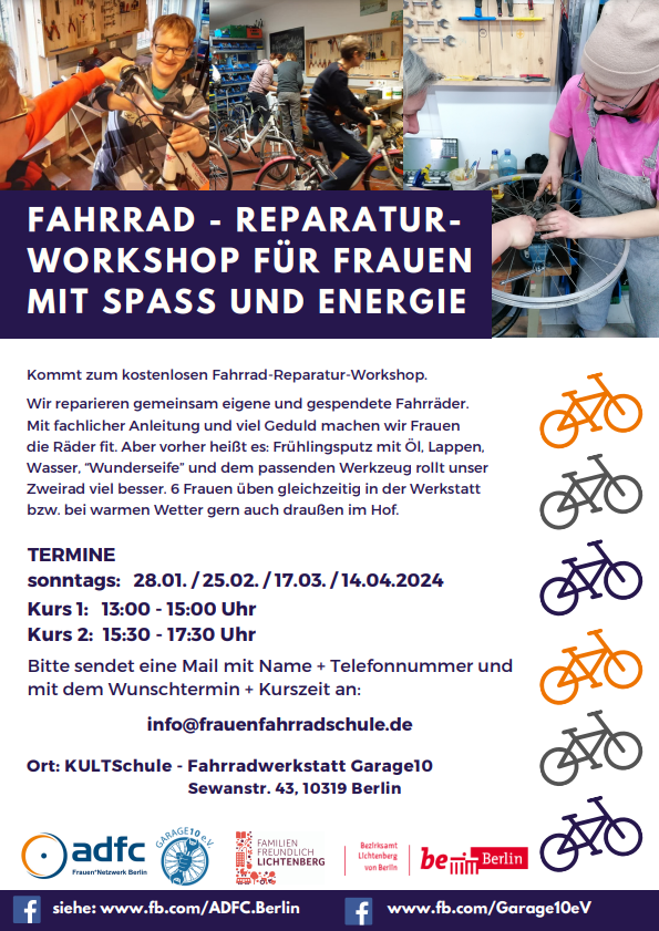 Flyer Reparatur-Workshops für Frauen